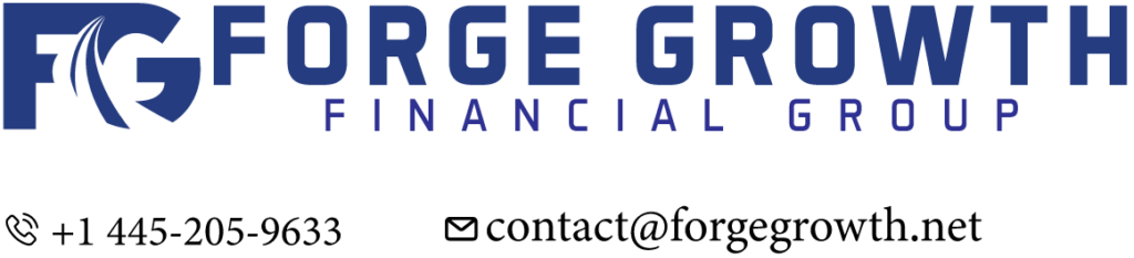 Forge Growth logo with contact Details